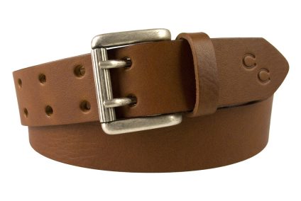 Womens Tan Leather Belt. Full Grain Vegetable Tanned Leather. Made In UK. Ideal with Jeans or worn over loose top. 3.5cm Wide. Spare loops available.