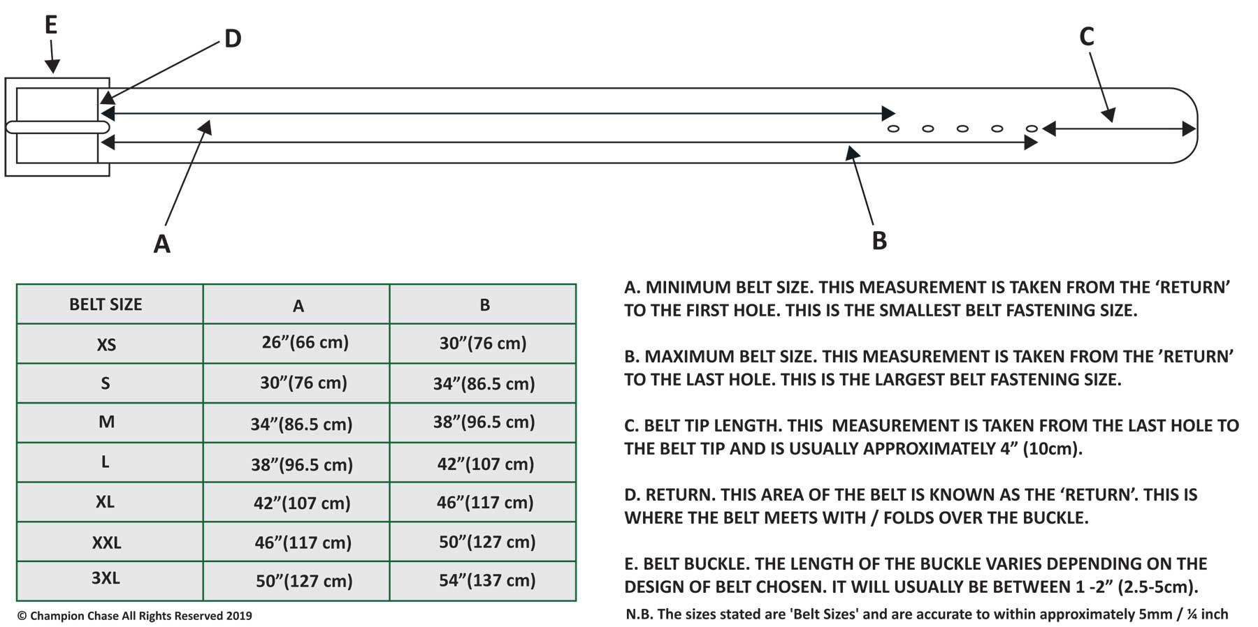 Champion Chase Belt Diagram Size Guide