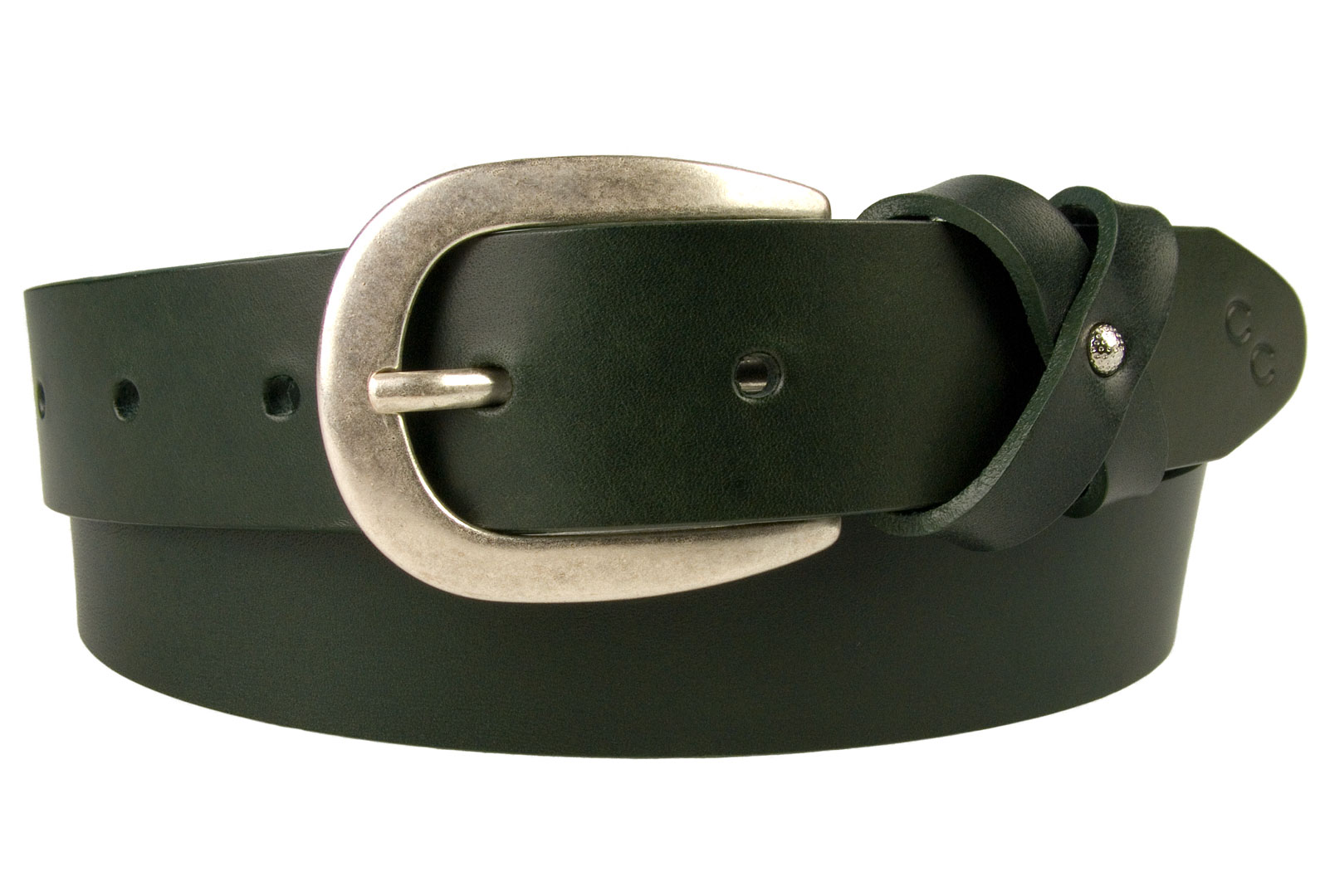 Over Buckle Silvier Leather Belt